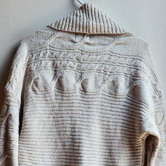 Pink Rose Beige Chunky Cable Knit Angled Open Cardigan Size XL - Picture 15 of 15